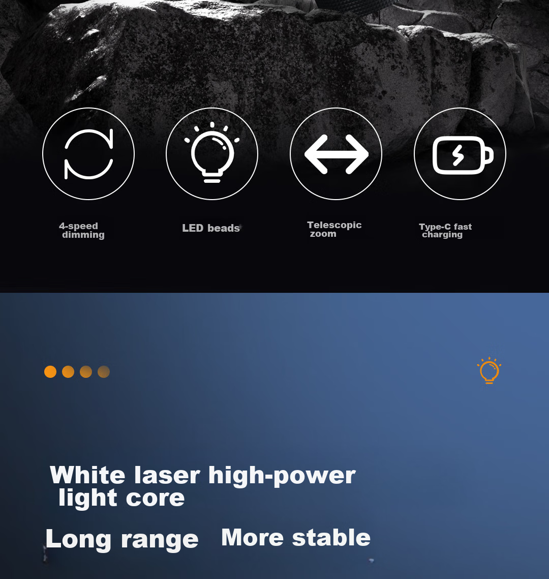 Deli Compact Flashlight, High Brightness, Outdoor Cycling, Camping, Long-Range, Long Battery Life, Wilderness Survival Light 5