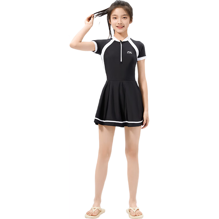 Li-Ning Children's Swimsuit for Girls, Big Kids with Chest Pads, Middle School And Teenagers, 2026 New Style One-Piece Swimwear, High-End Feel