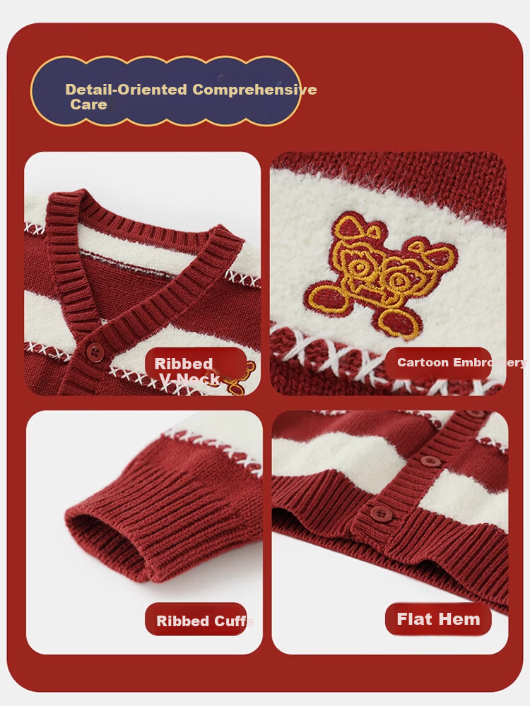 Ciciibear [Antibacterial, Anti-Static, Anti-Pilling] Baby Cardigan Sweater, New Year Winter Style, Thickened Warm Clothing, Boys' Outerwear 12