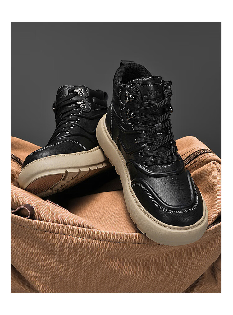 Bull Family Martin Boots Men Autumn Winter British Style High-top Work Shoes Vintage Durable Leather Outdoor Hiking Boots for Men 14