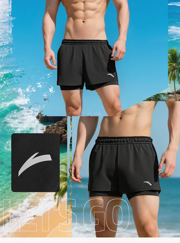 ANTA Men's Swim Trunks, Anti-Embarrassment Loose Quick-Dry Swimming Trunks, New Adult Beach Shorts, Swimming And Hot Spring Equipment Package, Size L 2