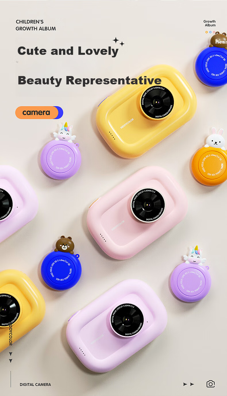 KIDDYCOLOR Children's Cartoon Camera (Unicorn 64GB), Digital CCD Student Toy, Dual Cameras, Touchscreen, WIFI Transfer, for Girls 4