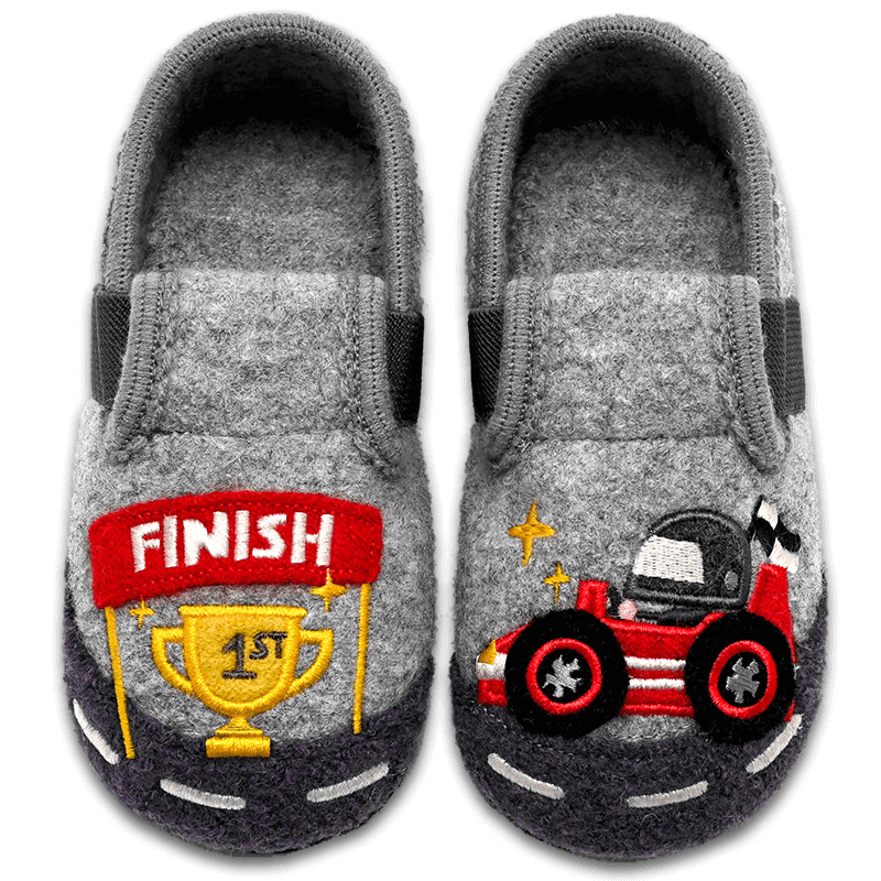 Xiaorong Children's Soft Sole Shoes Racing Car 2-8 Years Boys Indoor Non-Slip Floor Shoes Wool Autumn Winter Warm Cartoon