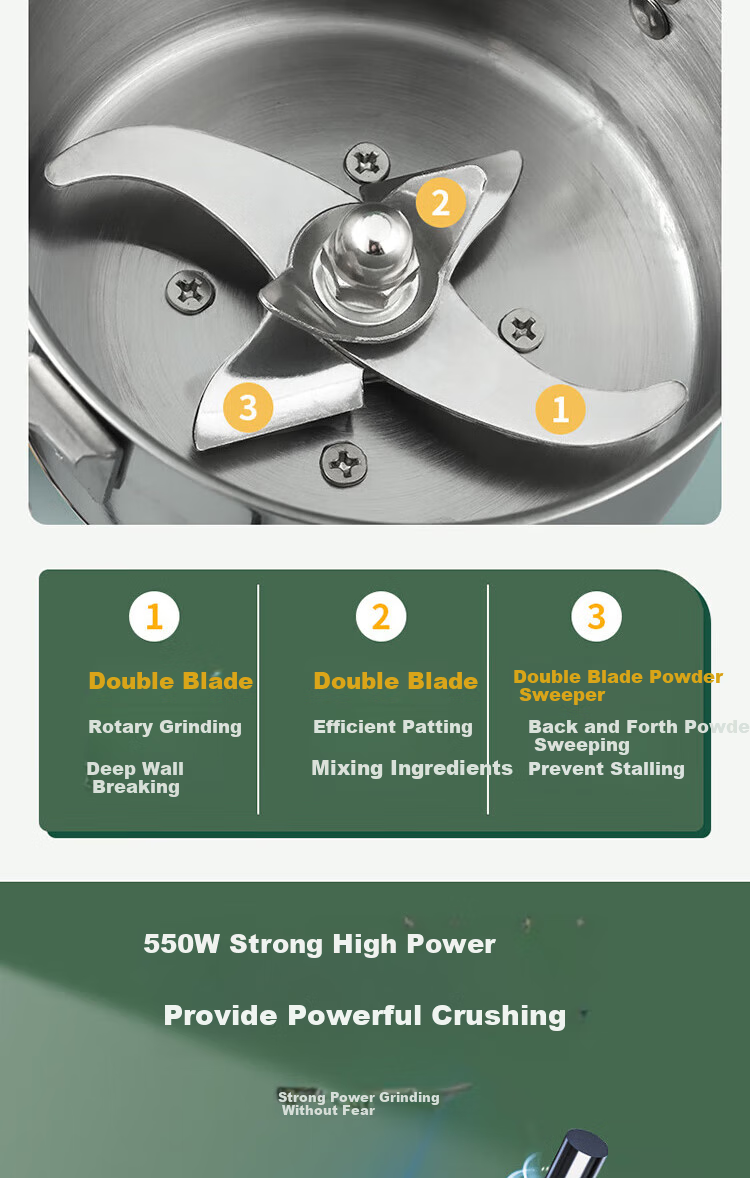 BJ Stainless Steel Grinder, Household Electric Powder Machine, Grain Mill, Chinese Herbal Medicine Grinder, BJ-150 3