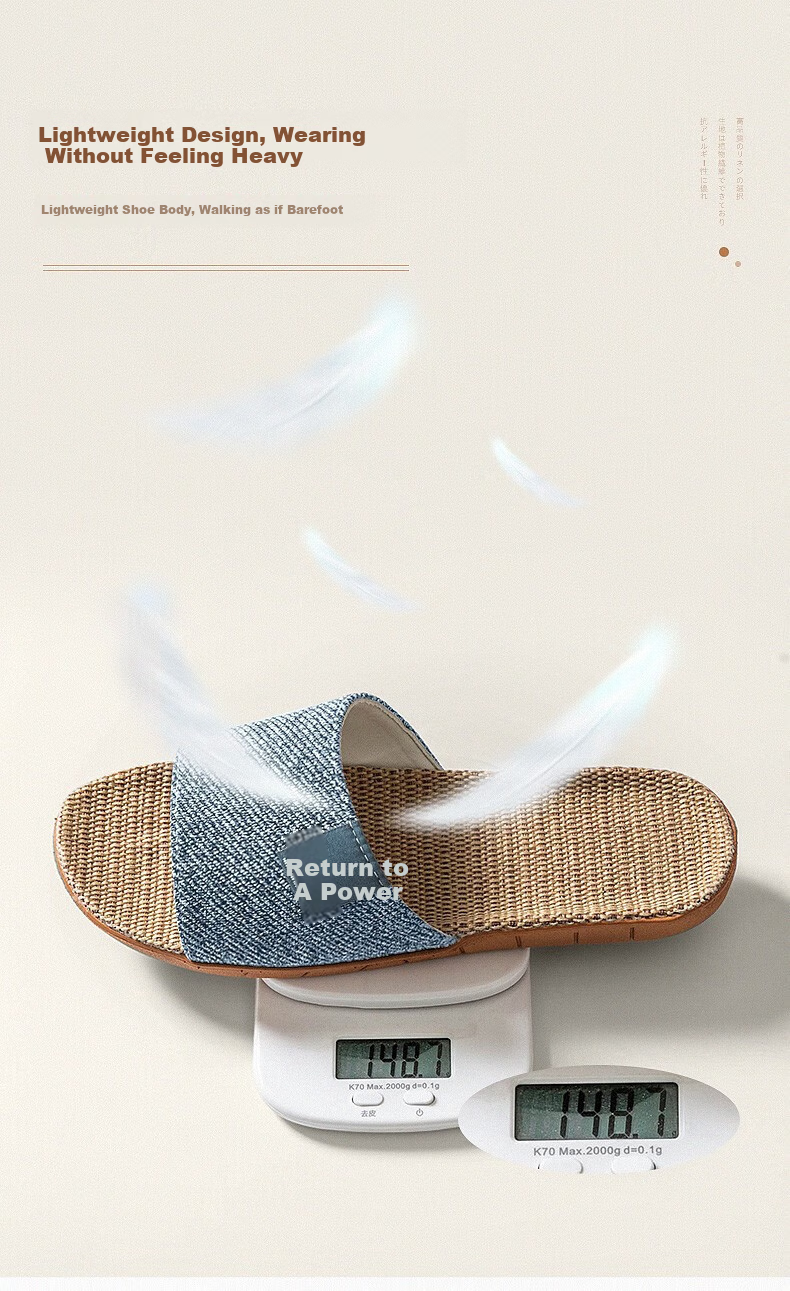 Huili Linen Slippers for Men, Indoor Breathable Non-Slip Odor-Free Couple's Floor Slippers, Blue Size 44-45 7