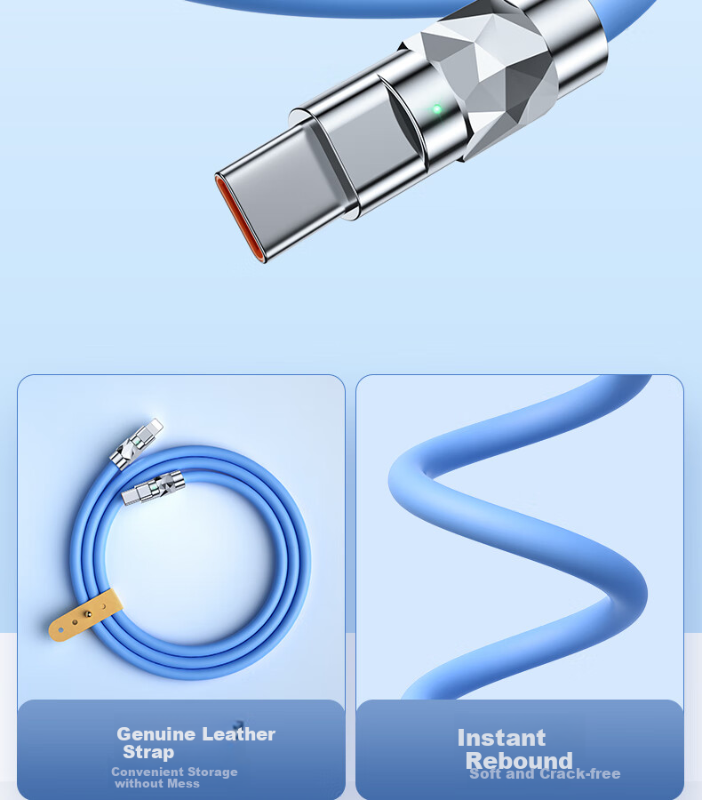 Nengshi Apple Charging Cable, PD Fast Charging 30W Data Cable, Type-C to Lightning Adapter, Suitable for IPhone 14 Pro Max/13/12/11/x/8, Zinc Alloy Thickened Cable, 2 Meters, Blue 12