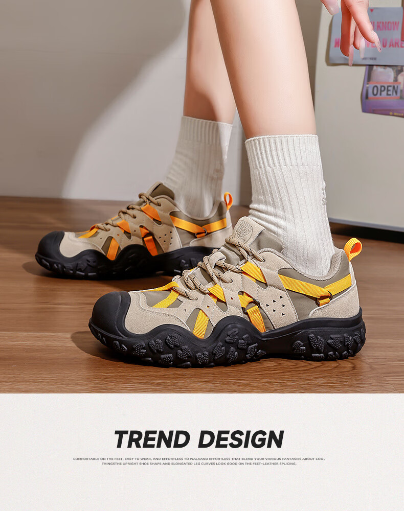 Feiyue Women's Sneakers 2025 Winter New Casual Thick-Soled Hiking Shoes Khaki Size 38 6