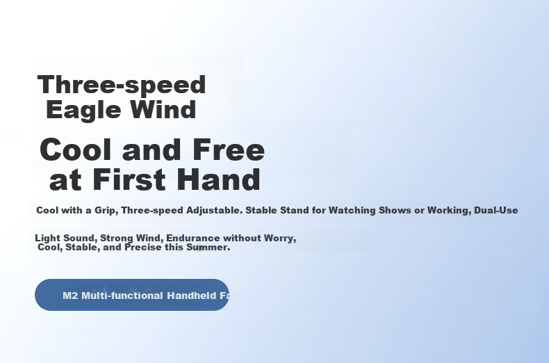 Gnoson USB Fan High-Speed 100-Level Mini Handheld Portable Quiet Strong Wind Long Battery Life for Home Outdoor Office Dormitory Blue 1