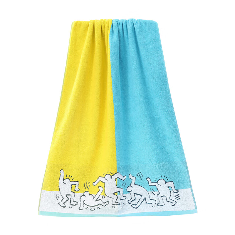Jinhao Baby Pure Cotton Bath Towel 1 Piece Keith Haring Children's and Adult Large Towel Soft Cotton Absorbent Bath Towel 140*73cm