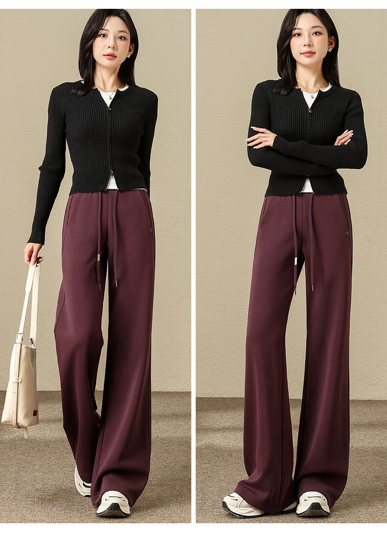 Jeanswest Women's Casual Autumn Winter Straight-leg High-waist Slim Fit Narrow Combed Cotton Slight Flare Pants Cloud Gray L 19