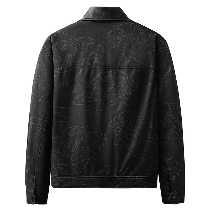 DANCING WOLVES Quilted & High-Efficiency Thermal Locking PU Collar Warm Work Jacket Men 001 Black S