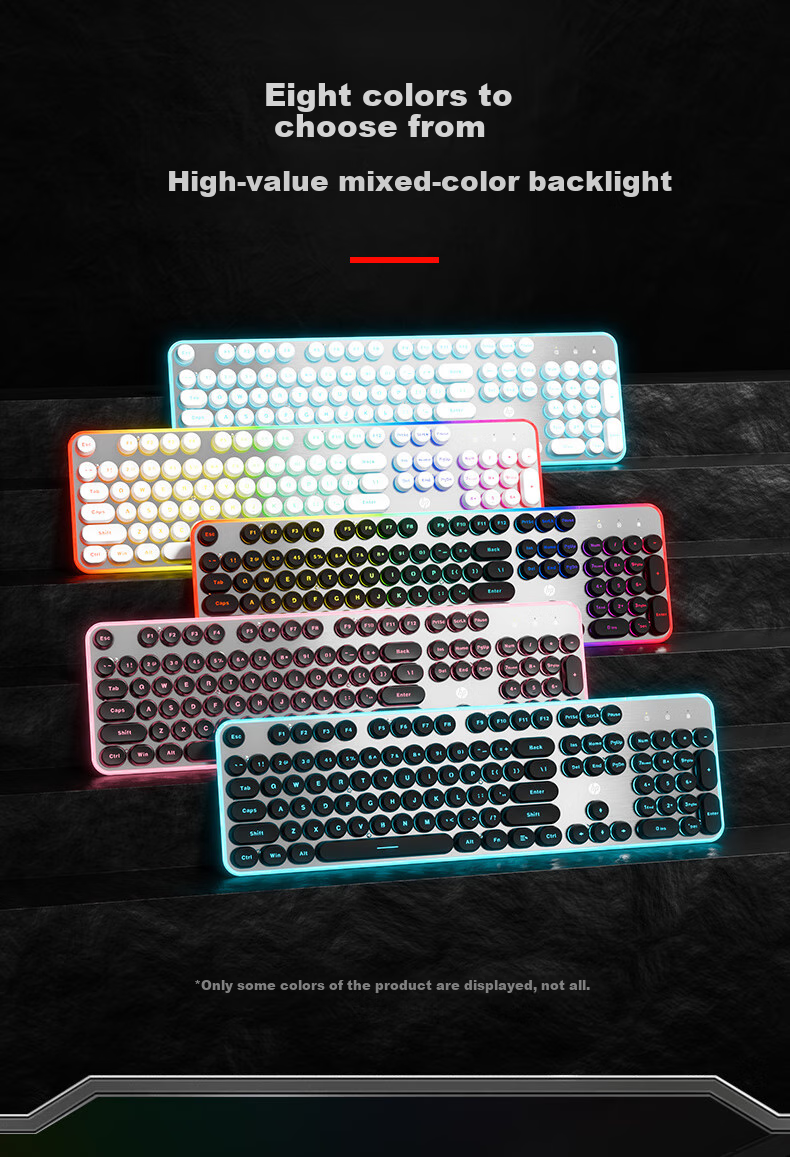 HP K10F Mechanical Keyboard, Stylish Wired Backlit Gaming And Office Keyboard, Comfortable Wear-Resistant Metal Panel, 26 Keys without Collision, White Keycaps with Frosted Finish 3