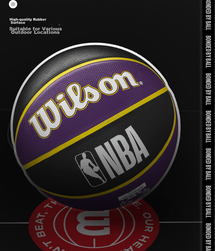 Wilson NBA Team Rubber Graffiti Series, Lakers Youth Adult Outdoor Size 7 Basketball 2