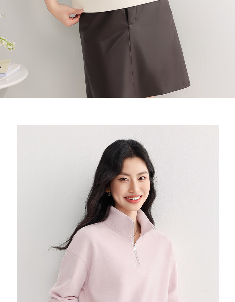 Urban Beauty Women's Polo Collar Sweatshirt Autumn 2026 New Half-Zip Casual Versatile Fleece-Lined Thickened Short Jacket for Spring and Autumn 8