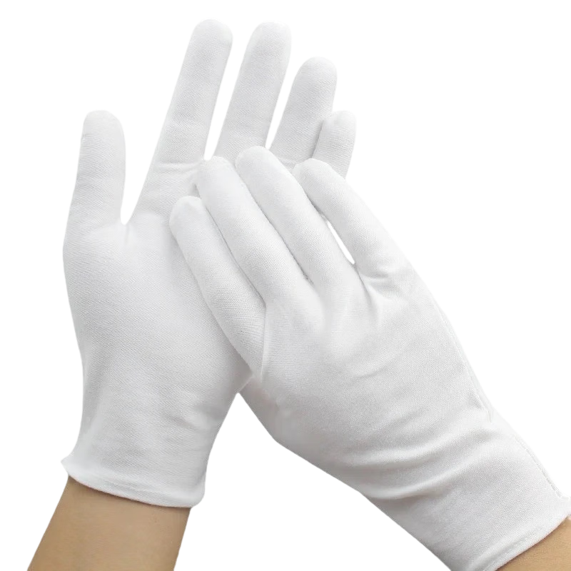 Huipute White Gloves White Etiquette Gloves Labor Protection Pure Cotton Pure Cotton Model - 12 Pairs