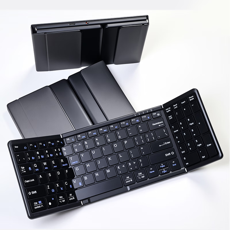 ANMV Dual-Mode Wireless 2.4G Bluetooth Foldable Portable Full-Size Keyboard for iPad Tablet MateXT Phone Mac Laptop Mobile Office Compact