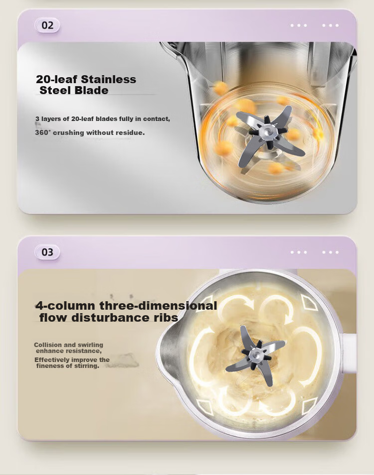 YANGZI Blender with Soundproof Cover, Compact Soy Milk Maker, Automatic Juicer, Baby Food Supplement Soy Milk Machine, Multifunctional No-Wash No-Filtration 1.2L [Douyin Popular Model] QHD-009C 5