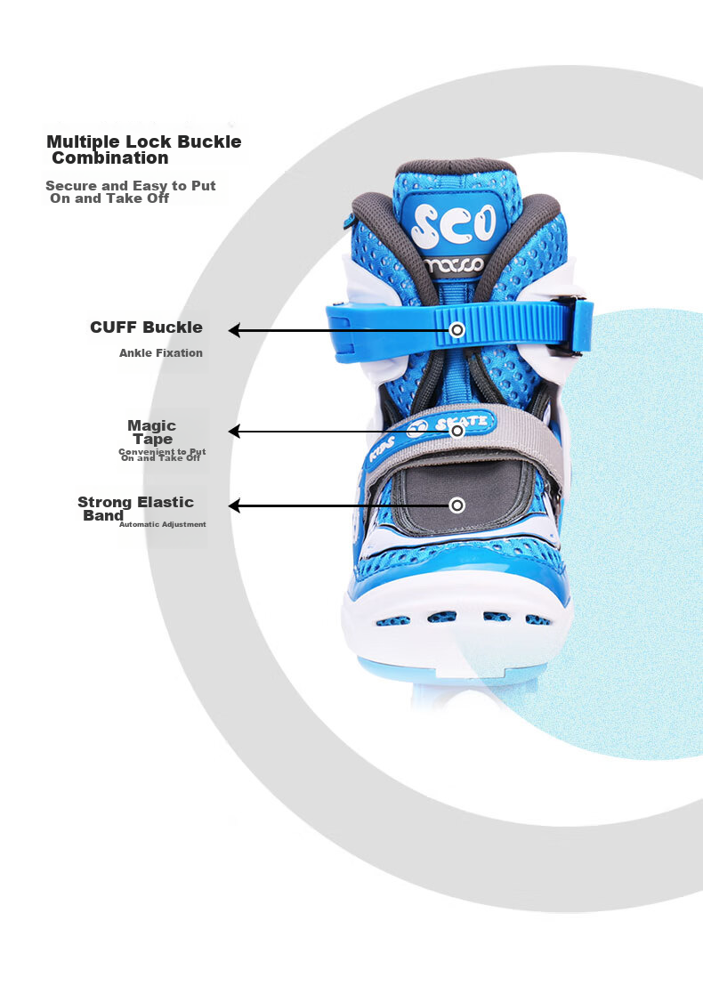 Migao Roller Skates Set for Children, Inline Skates Full Set for Girls And Boys, Adjustable Straight Wheels SC0 Upgraded Version, Blue L 5