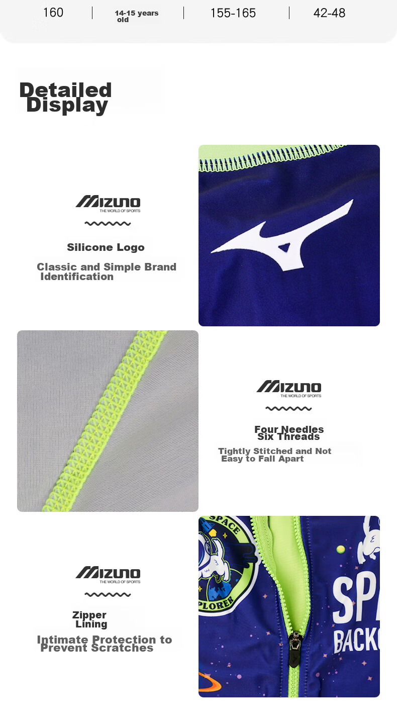 MIZUNO Kids Boys One-Piece Short Sleeve Surfing Swimsuit Student Training Quick-Dry Hot Spring Swimwear A1405 Planet 150 9