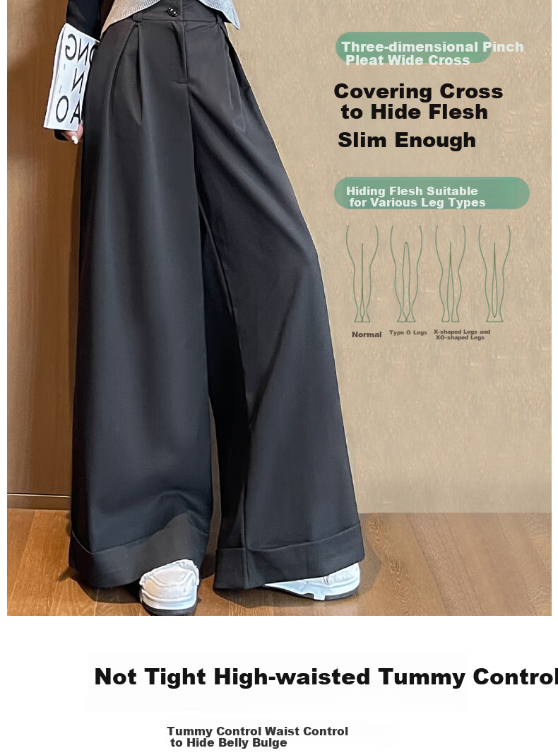 LangSha American-Style Wide-Leg Pants for Women, 2026 Spring/summer, High-Waisted Slimming Trousers, Suit Pants Style, Casual Pants for Wome 4