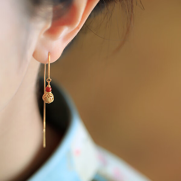Серьги Xiaoyinjiang S925 из стерлингового серебра с подвесками в виде тыквы-горлянки, длинные серьги в китайском стиле, новые новогодние подарки