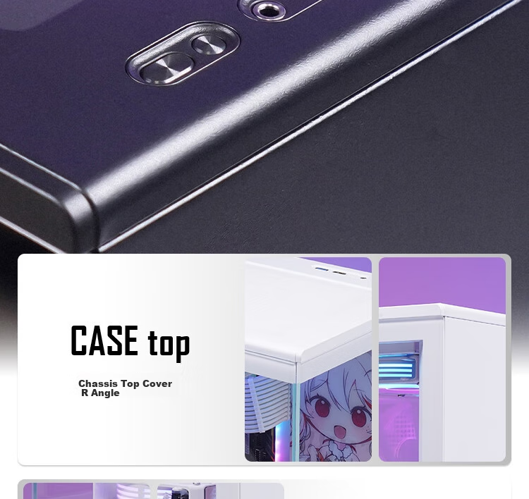 Aigo Starry Sky White Gaming Desktop Computer Case with Vertical Airflow, M-ATX Motherboard, 240mm Water Cooling, 270° Panoramic View, 5090 Graphics Card 13