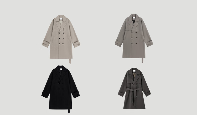 Bojuezhuoer Suit Collar Mid-Length Men's Trench Coat, Double-Breasted, High-End Classic Design, Casual Style 1