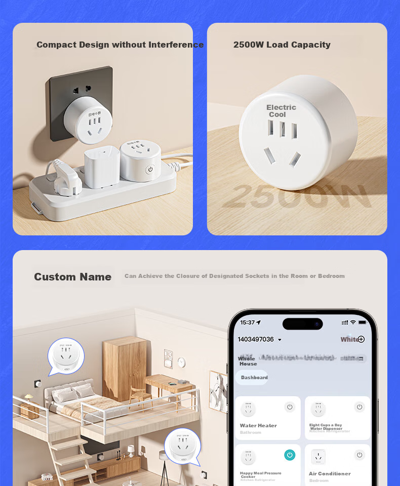 Dianxiaoku Smart Socket, WiFi Mijia APP Voice Control, Remote Timing, No Gateway Required, CP1 10A 220V, Synchronized Home Appliances, Remote Control Socket, Timer Switch Socket, Overcharge Protectio 10