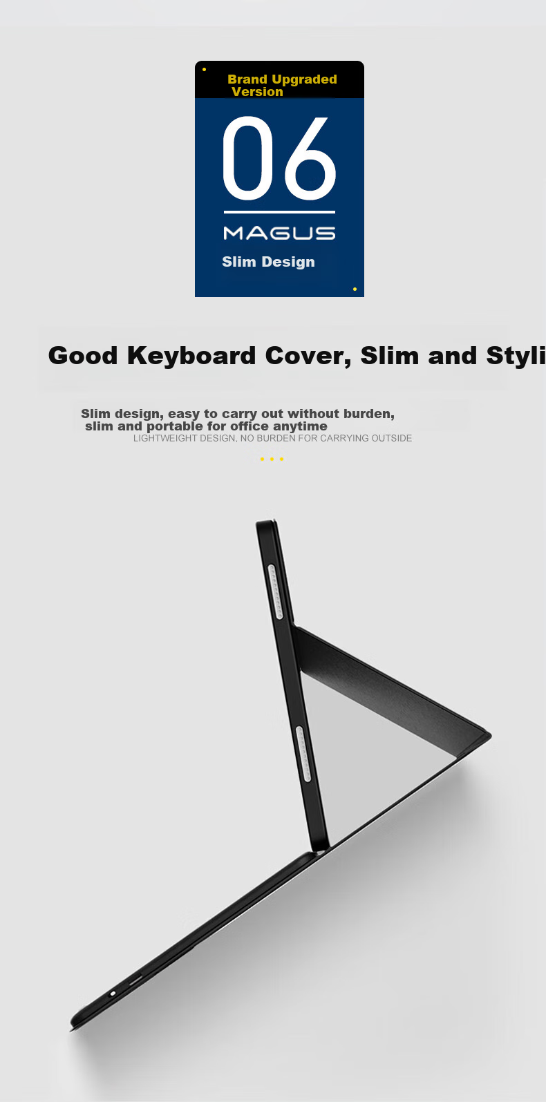 MAGUS Keyboard Case for Honor Tablet 10, 12.1-Inch Protective Cover, Full Protection Anti-Drop Soft Light Version, Magnetic Detachable Bluetooth Keyboard And Mouse Set 11