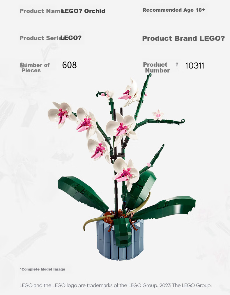 LEGO Building Blocks 10311, Orchid Eternal Flower, Toy for Boys And Girls, Birthday Gift, Home Decoration Ornament 10