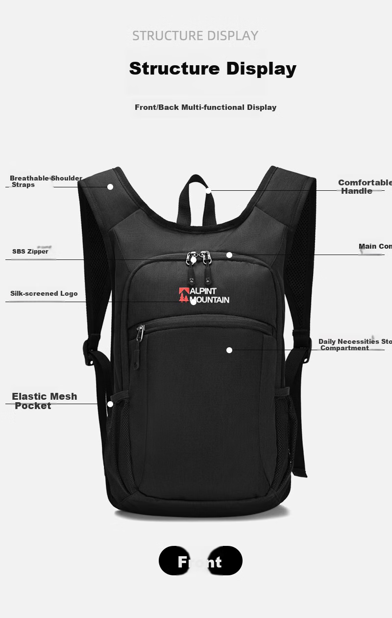 ALPINT MOUNTAIN Er'mengdu Folding Backpack, Hiking Bag, Cycling Backpack, Lightweight Outdoor Ultra-Light Portable Travel Trekking Pack 2