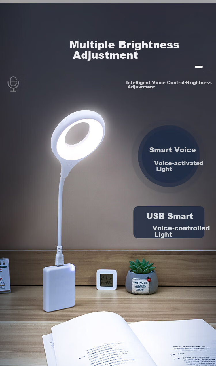 Datouren Voice-Controlled Night Light, Smart Voice Lamp, Bedside Lamp, Bedroom Night Light, Baby Mood Light, Motion Sensor Light, Small Table Fa 8