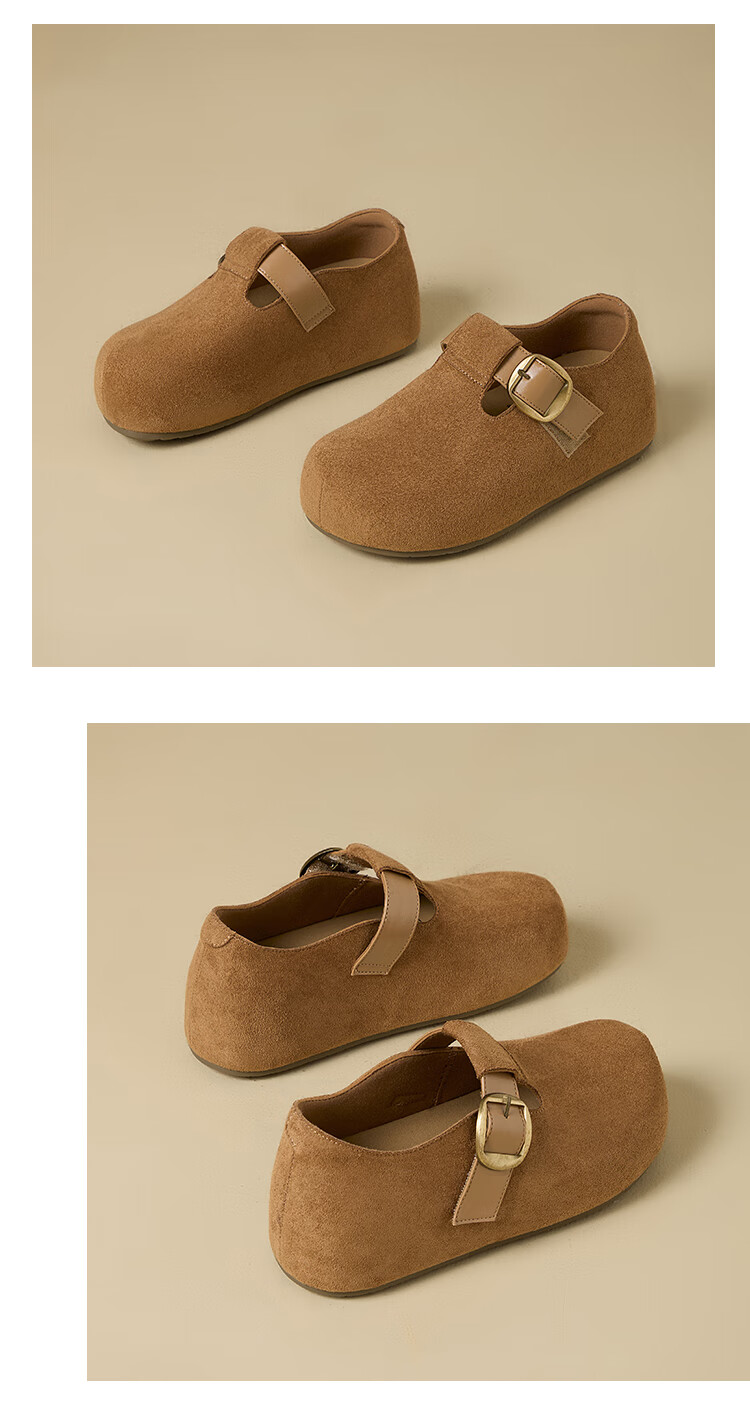 La Chapelle Women's Birkenstock Style Shoes New Thick Sole Casual Low-top Lightweight Shoes for Women, Khaki, Size 36 5
