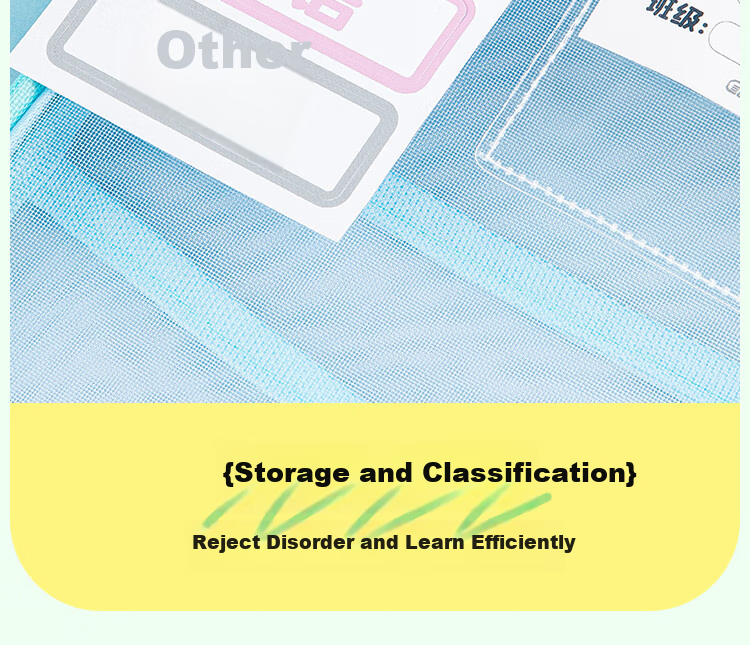 GuangBo L-Shaped Transparent Mesh Tutoring Bag, Subject Bag, Three-Layer A4 File Folder, Student Exam Paper Storage Zipper Bag, Stationery Bag, A08010 13