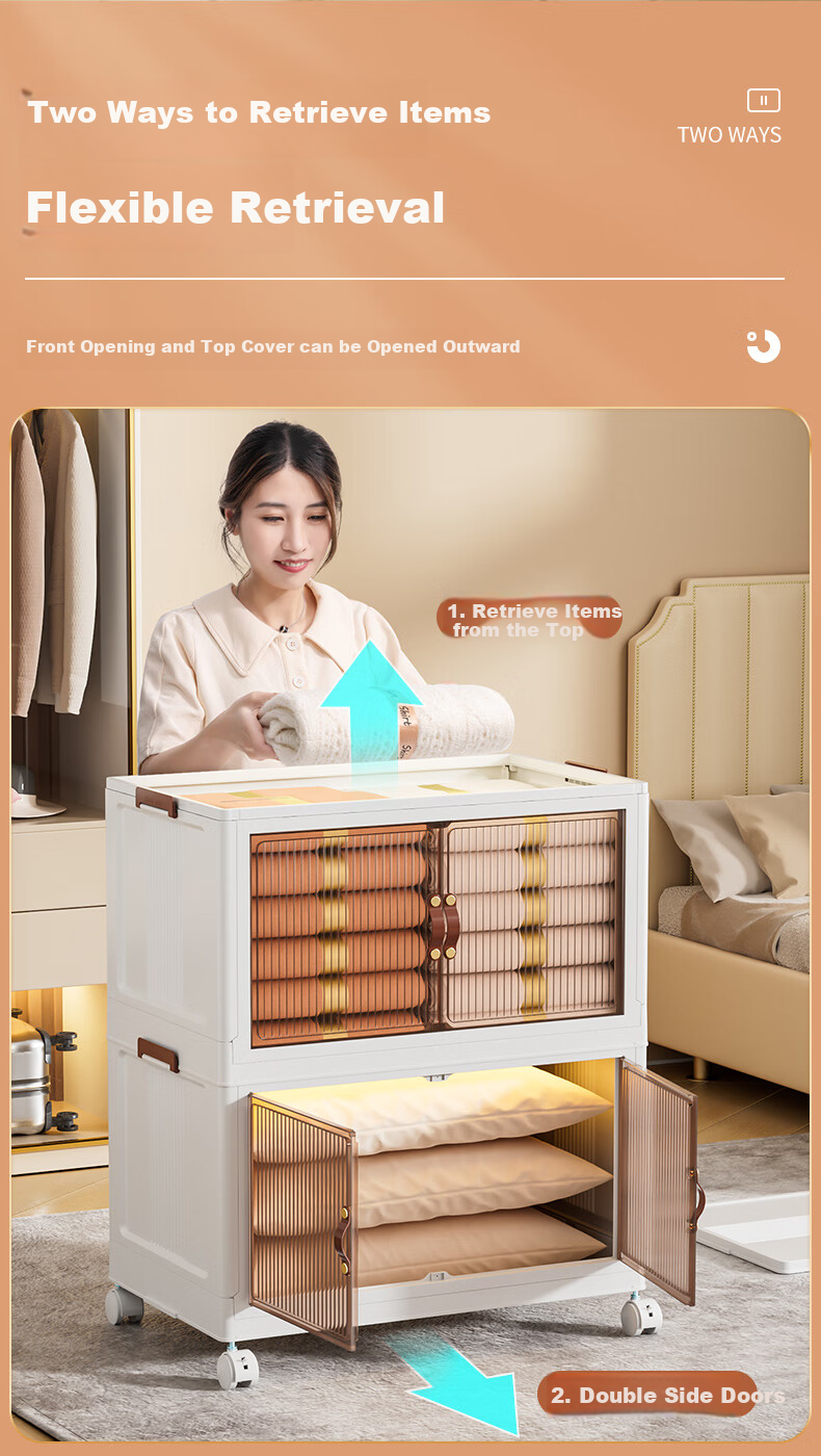 JEKO&JEKO No-Installation Storage Cabinet, Toy Organizer, Children's Wardrobe, Storage Shelf, Storage Box, 60cm Width, Three Layers 2