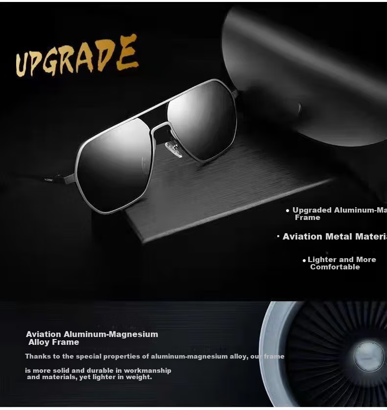 Angelamiao Sunglasses for Men, Driving-Specific Polarized Casual Fishing Sunglasses, Large Frame Color-Changing Glasses with Gun Frame And Photochromic Lenses 2
