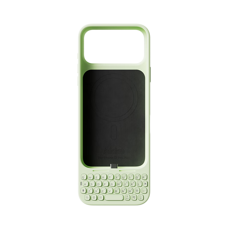 AKKO MetaKey IPhone 17 Pro Max Phone Keyboard Back Clip Integrated Phone Case, External Physical Keyboard with BlackBerry Feel, Magnetic Support, Gree