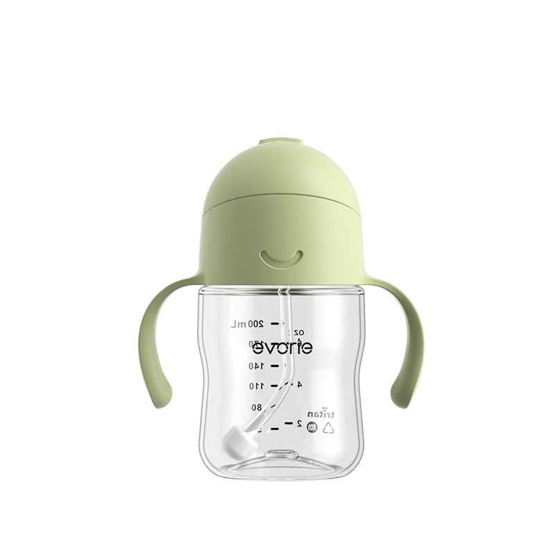 Evorie Children's Straw Water Cup, Kindergarten Baby Drinking Cup, Leak-Proof And Drop-Resistant Straw Cup with Handle, Water Bottle, 200ml