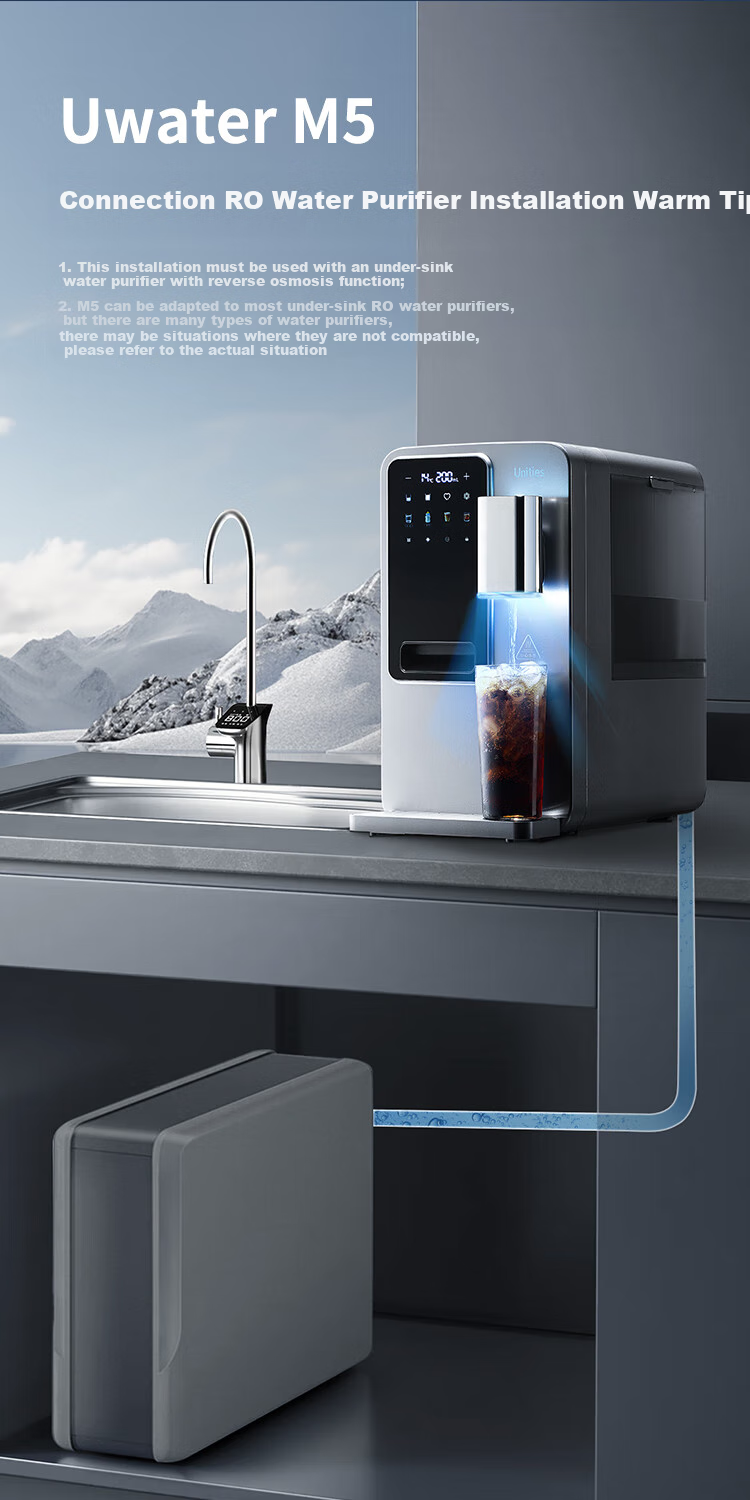 Unities Uwater M5 Ice Cube Countertop Water Dispenser, Instant Heating Home Use Bottle Warmer, Material Direct Drinking Machine, Ice Maker, Pipeline Machine, Water Dispenser, Deep Space Gray 27