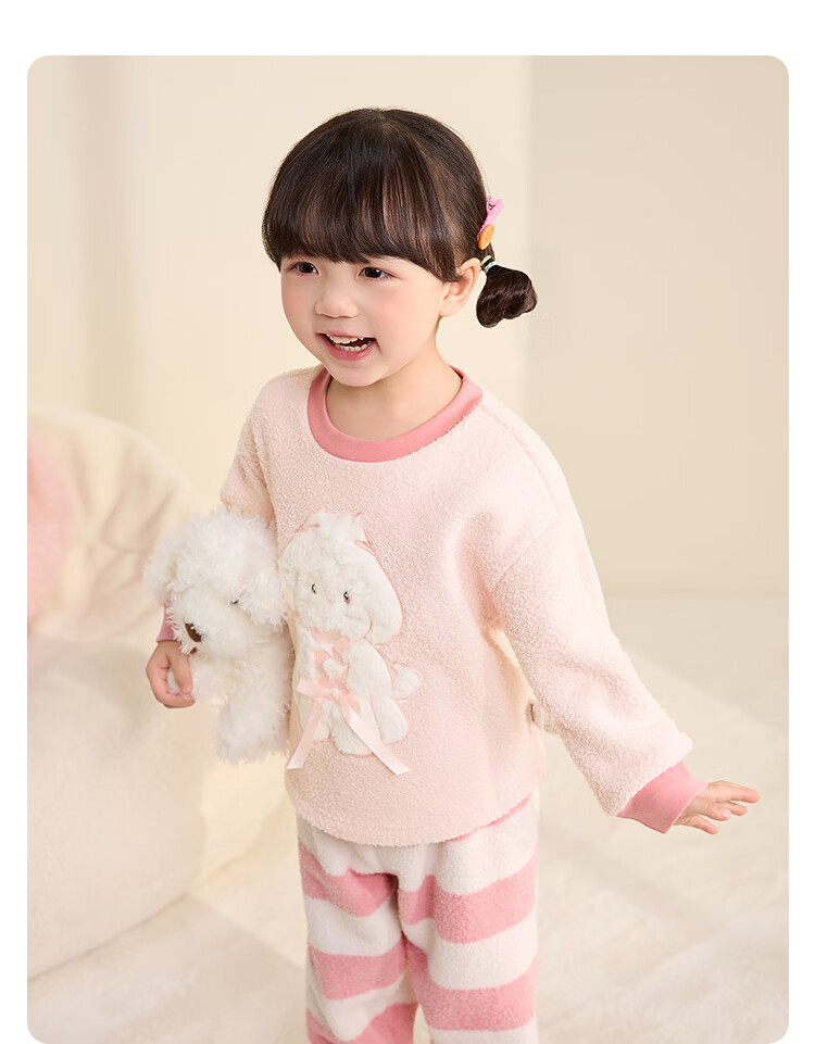 BALABALA BalaOne Baby Pajama Set, New Winter Style, Half-Fleece, Boys And Girls Home Wear, Warm 22