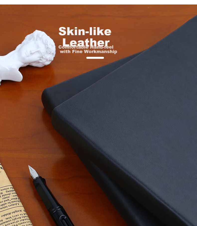 SIMAA A4 Extra Large And Thick Business Notebook Leather Cover Journal Student Stationery Work Diary Meeting Minutes Book Office Supplies Customizable 400 Pages/Book Black 5