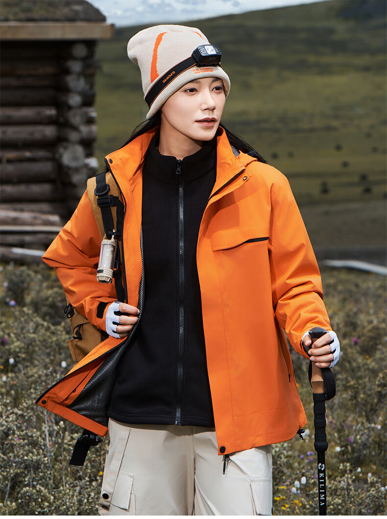 JEEP SPIRIT Men's and Women's Outdoor 3-in-1 Waterproof Windproof Mountaineering Jacket Couple's Dark Night Blue XS 16