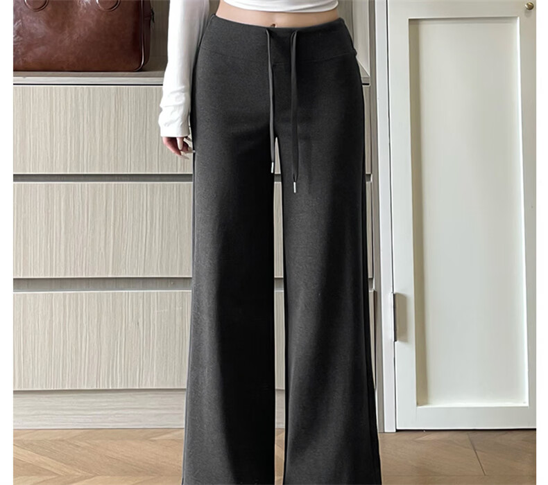 Langsha Women's Draped Wide-Leg Pants 2026 Spring New High-Waist Casual Loose Sports Slim Straight Sweatpants 6