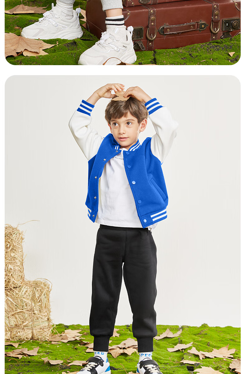 Baleno Boys' Baseball Uniform Set, 2026 Spring And Autumn Collection, Stylish Children's Outerwear, Two-Piece Sports Casual Outfit 10