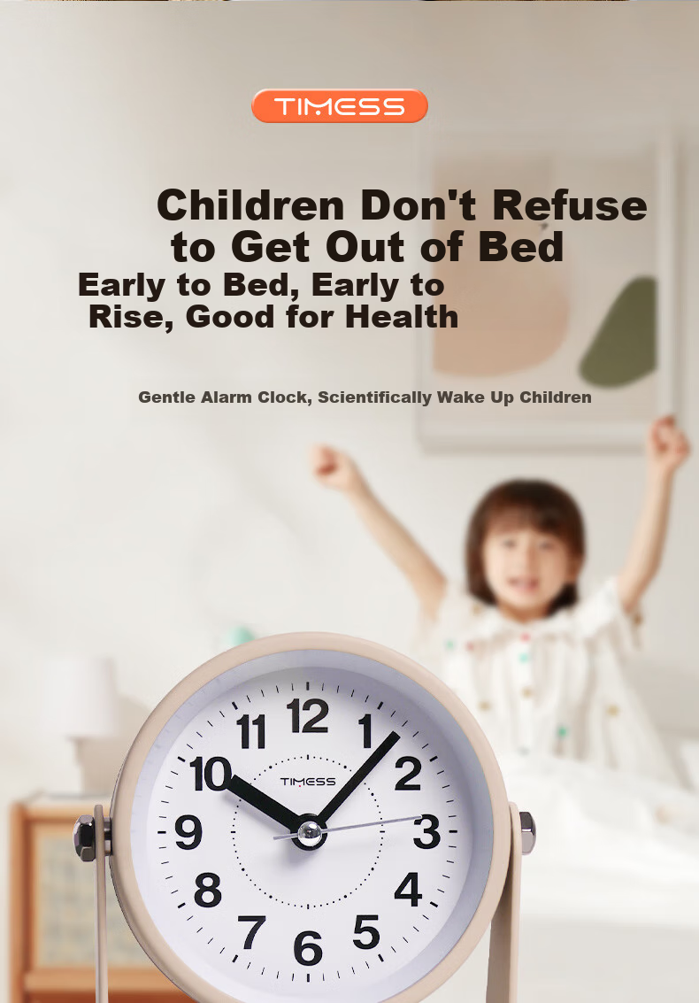 Timess Alarm Clock Creative Design for Students And Children with Loud Ringtone, Wake-Up Aid, 2024 Model, Sleep-In Prevention, Night Light, Rotatable Quartz Mini Alarm Clock, Back-To Gift 7
