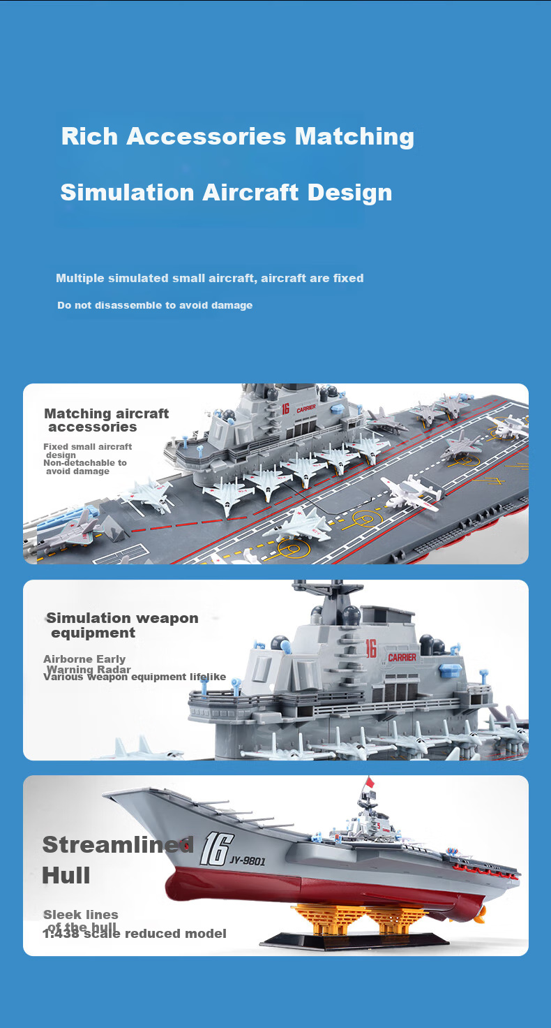 JINGDA TOYS Electric Remote Control Ship, Liaoning Aircraft Carrier Toy, Boys' Birthday Gift 10