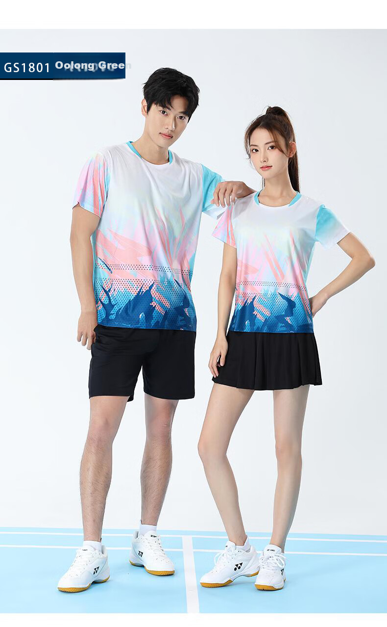 Gaoshouruyun SO MANY VIPS Badminton Customized Set, Men's And Women's Jersey, Breathable Short-Sleeve Tennis Outfit GS1802-W Women's 8