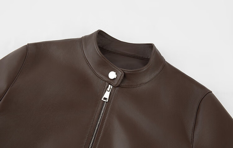 Demana Minimalist Unisex Autumn Motorcycle Style Sheepskin Stand Collar Comfortable Slimming Fashionable Short Jacket for Women 4