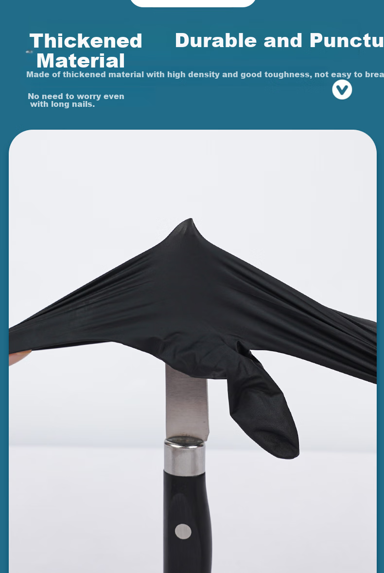AMMEX Disposable Nitrile Gloves, 100 Pieces, Small Size, Thickened, Durable, Waterproof, for Laboratory Inspection And Protection, Kitchen Use, Black 7