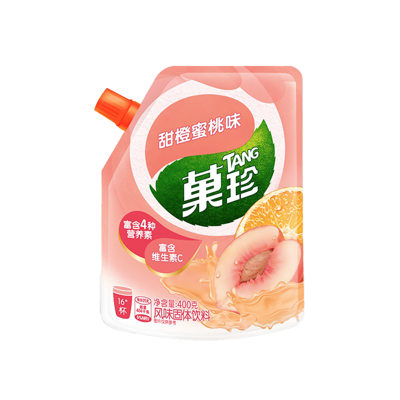 菓珍 甜橙蜜桃味 果珍维C冲饮壶嘴装400g 果汁粉速溶饮料(包装随机)